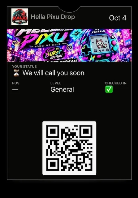 The drop's card in Apple Wallet